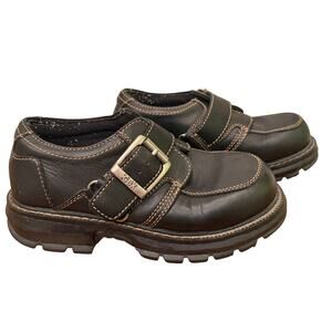 GBX Vintage Mens Black Chunky Buckle Leather Shoes Size 8